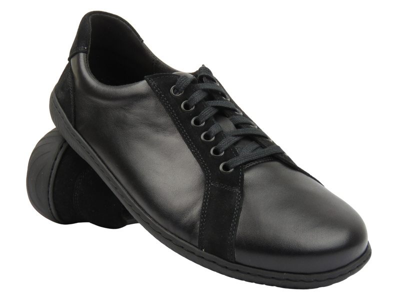 Barefoot kožené minimalistické pánské polobotky šíře H černé Wasak 0741