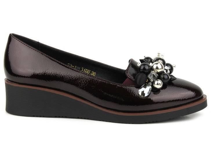 Elegantní dámské boty na klínku - Potocki 23-12031BU, vínové