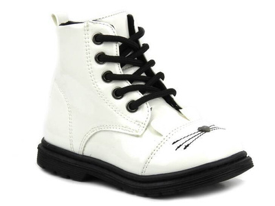 Teplé kozačky, dětské kozačky - Miss E 21DZ23-4309, bílá