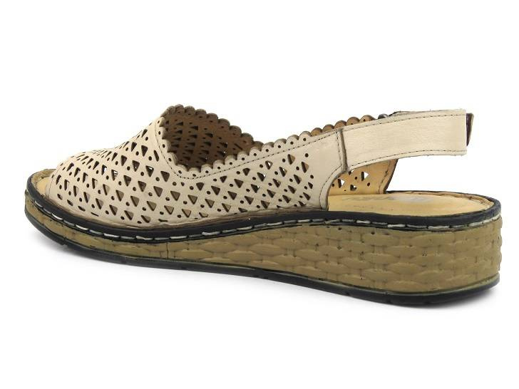 Dámské sandály s otevřenou špičkou - MANITU 910163-08, béžová