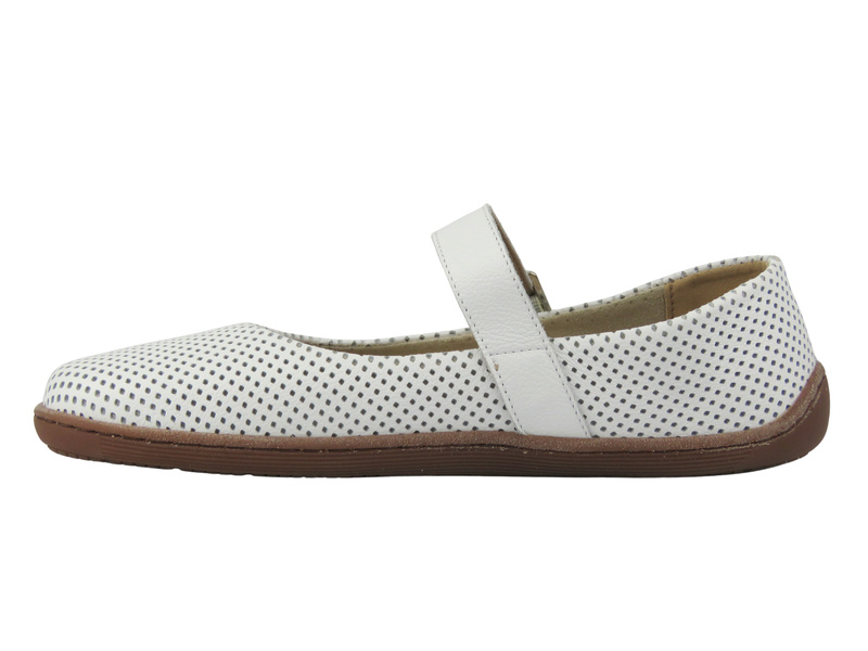 Dámské minimalistické barefoot polobotky z přírodní kůže Nika Komfort 1445, bílé