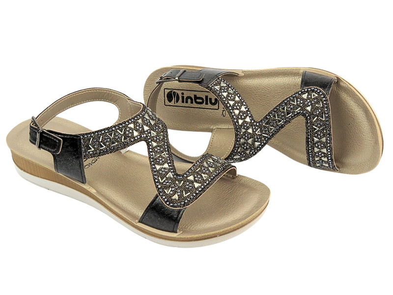 Dámské sandály s ozdobným svrškem - INBLU BV-33, černé