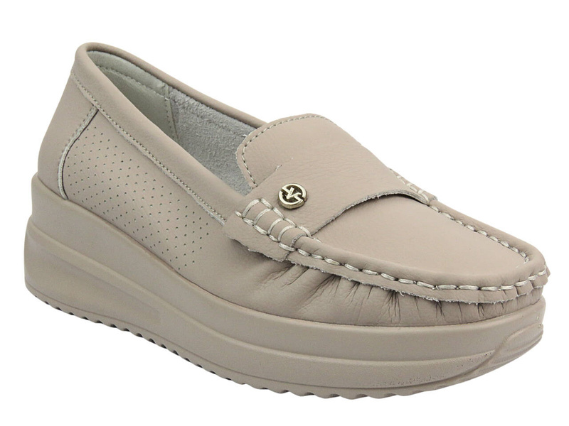 Dámské boty, mokasíny z přírodní kůže - VENEZIA 00104104-71, béžová