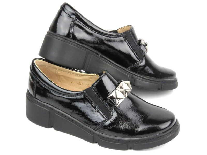 Dámská lakovaná obuv - HELIOS Komfort 404-2, černá