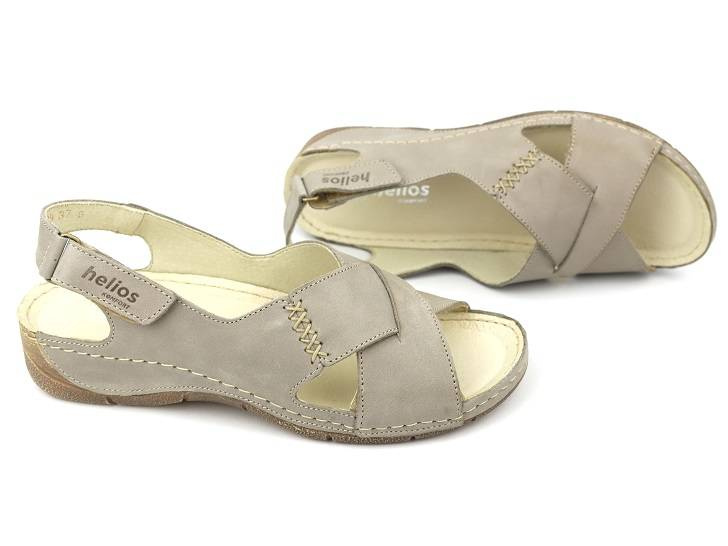 Dámské kožené sandály - HELIOS Komfort 229-1, šedé