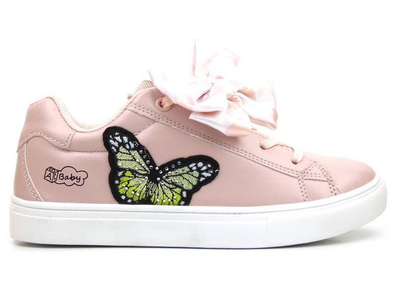 Dětské sportovní boty s mašlí a motýlem - American Club ES 64/22, růžové