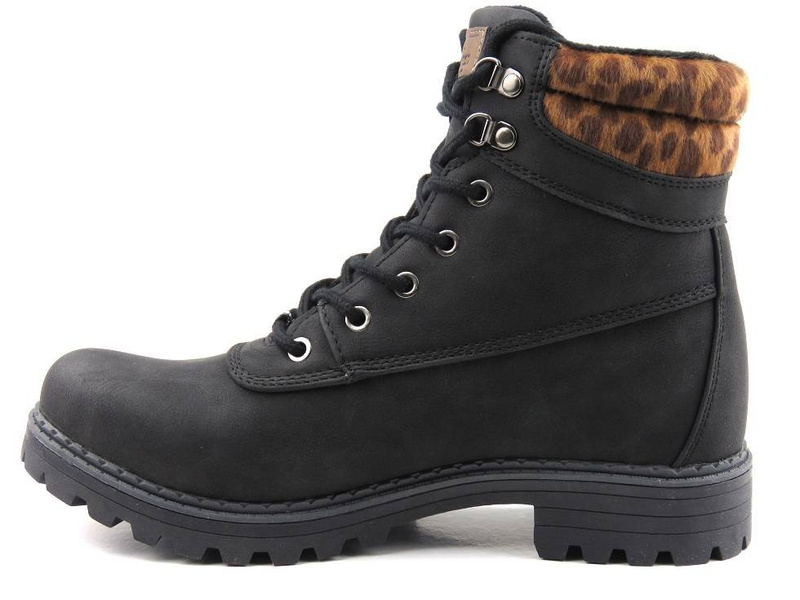 Dámské kozačky AMERICAN CLUB RH53/19, černé s leopardím potiskem