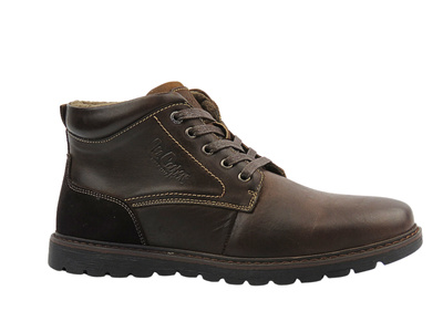 Pánské kožené kotníkové boty tmavě hnědé Lee Cooper LCJ-23-33-3018