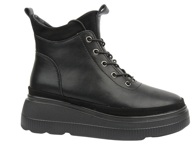 Kožené dámské kotníkové boty na platformě - Filippo DBT4146/23, černé