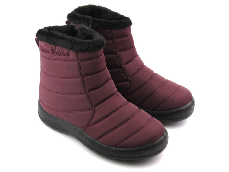 Dámské sněhule zateplené kožíškem - NOVINKA 9SN26-1467, bordó