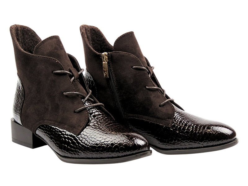 Zateplené dámské kotníkové boty hnědé Potocki 25-12498