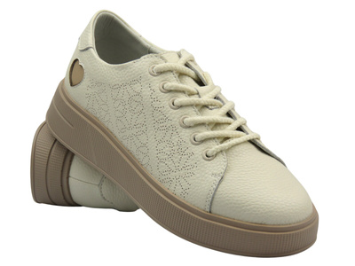 Polobotky, dámské krajkové - Vinceza 66721, béžové