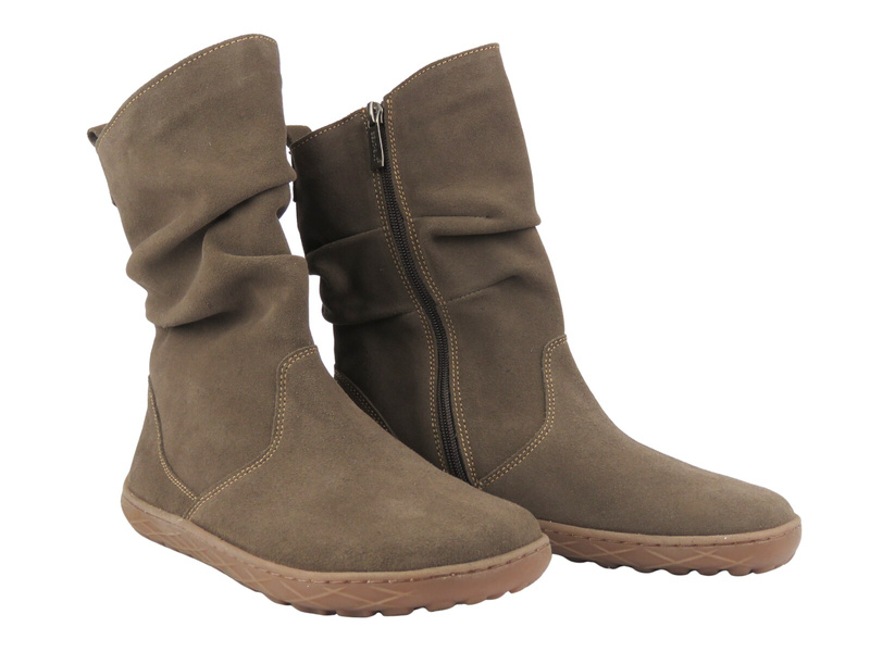 Dámské barefoot kotníkové boty z velurové kůže Nika 1465, čokoládové