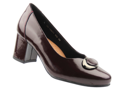 Elegantní dámské lodičky z přírodní kůže Potocki 26-19511, bordó
