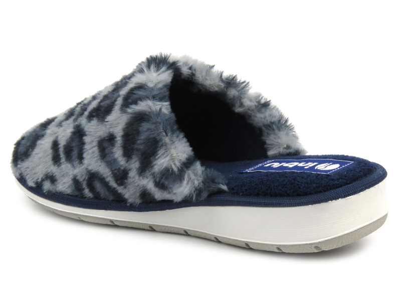 Dámské kožešinové pantofle s leopardím potiskem - INBLU LB-94, modré