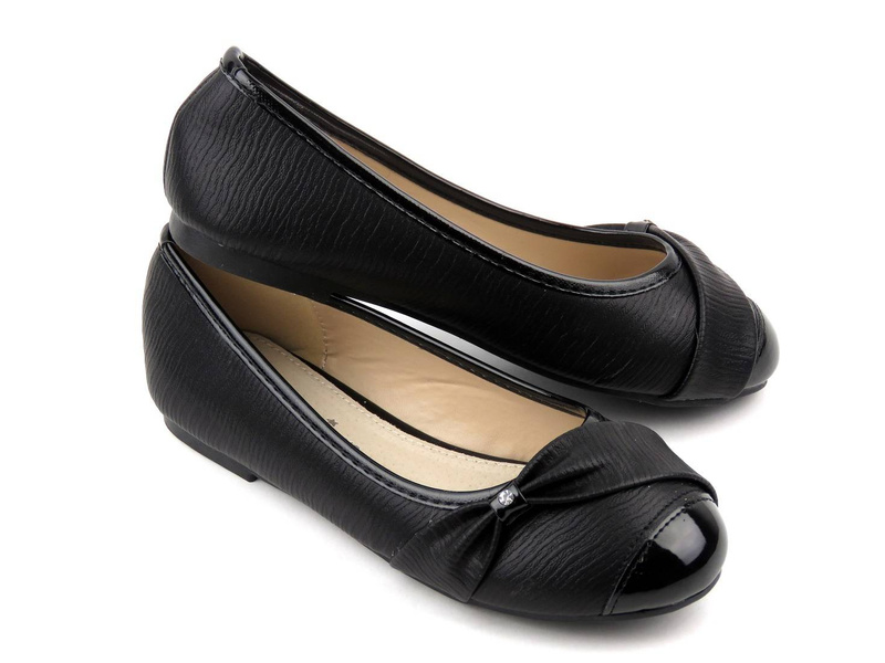 Dětské balerínky s koženou vsadkou - AMERICAN CLUB LU16/19 LU15/19, černá