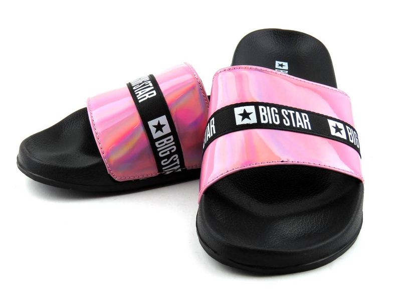 Dámské žabky s lesklým páskem - BIG STAR GG274A008, růžové