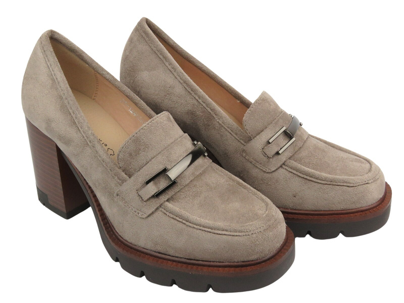 Elegantní dámské boty na kostce - Potocki 24-12040, khaki