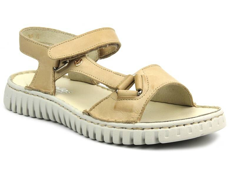Dámské kožené sandály od polské značky - HELIOS Komfort 249S, světle béžové
