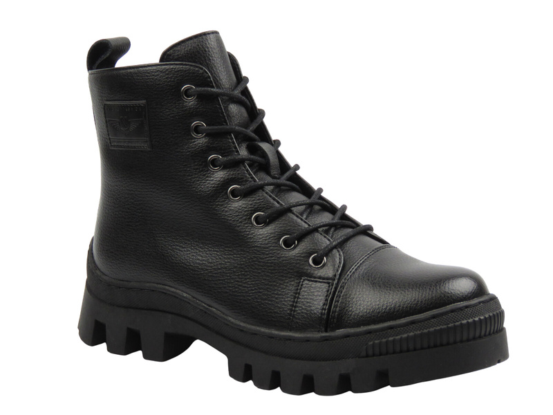 Dámské černé kožené kotníkové boty Cambell 25-19370