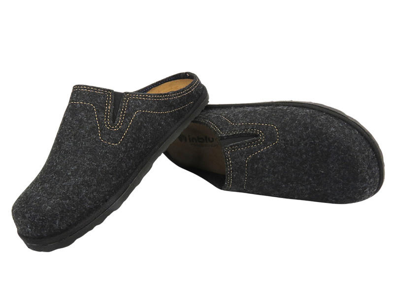 Teplé pánské pantofle s vyjímatelnou stélkou šedé INBLU SI-21