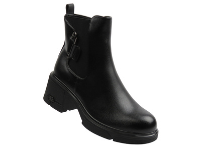 Zateplené, klasické dámské kotníkové boty hnědé – Potocki 25-12681