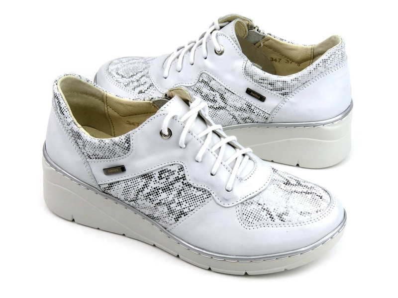 Dámské tenisky se zipem a šněrováním - Helios Komfort 347, stříbrné 2