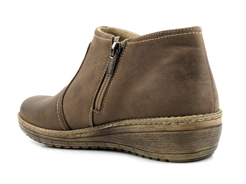 Pohodlné dámské kotníkové boty na zip - HELIOS Komfort 525, tmavě béžová