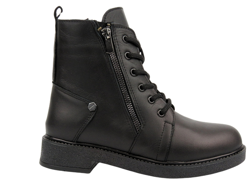 Dámské kožené kotníkové boty - VACARRO 490, černé