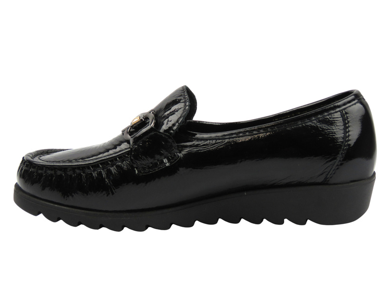 Dámské kožené polobotky, mokasíny černé Solo 014W