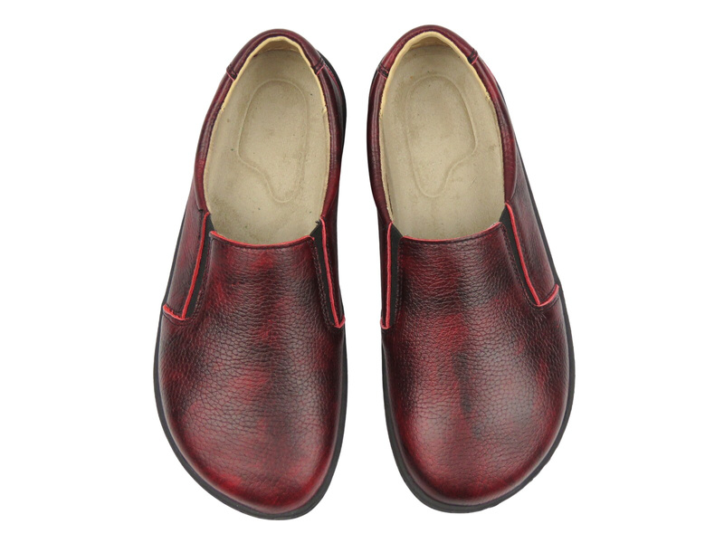 Kožené barefoot polobotky bordó Helios Komfort 452