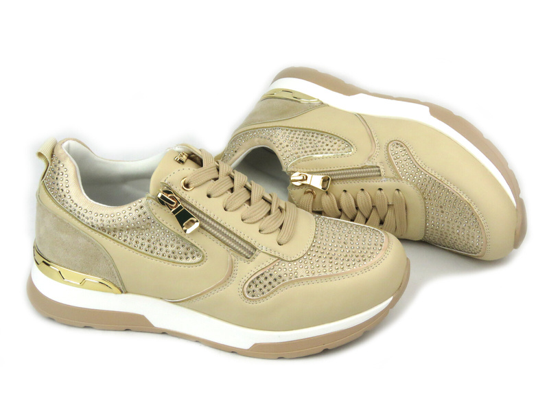 Dámské tenisky s krystaly - INBLU IN-323, béžové