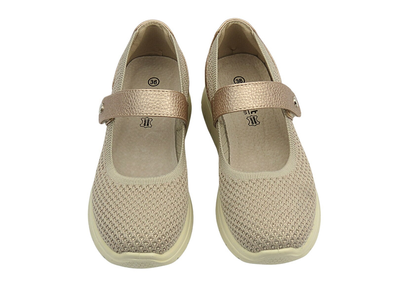 Dámské polobotky s páskem na suchý zip béžové UNISOFT 25PB02-8886