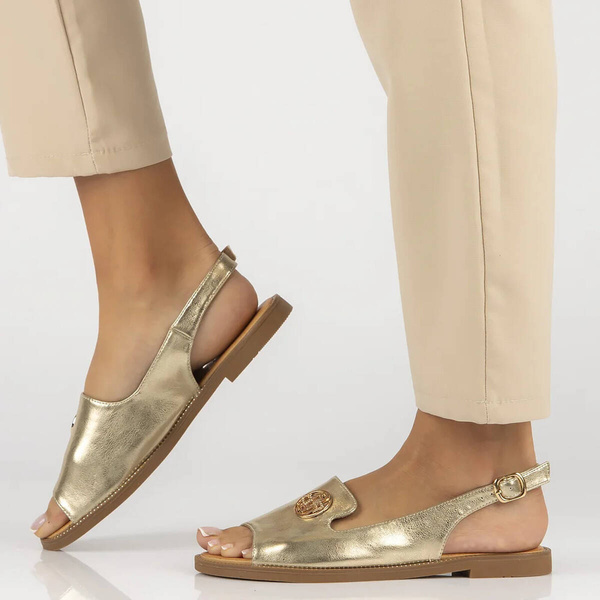 Dámské sandály s koženou stélkou - Filippo DS3666/24, zlaté