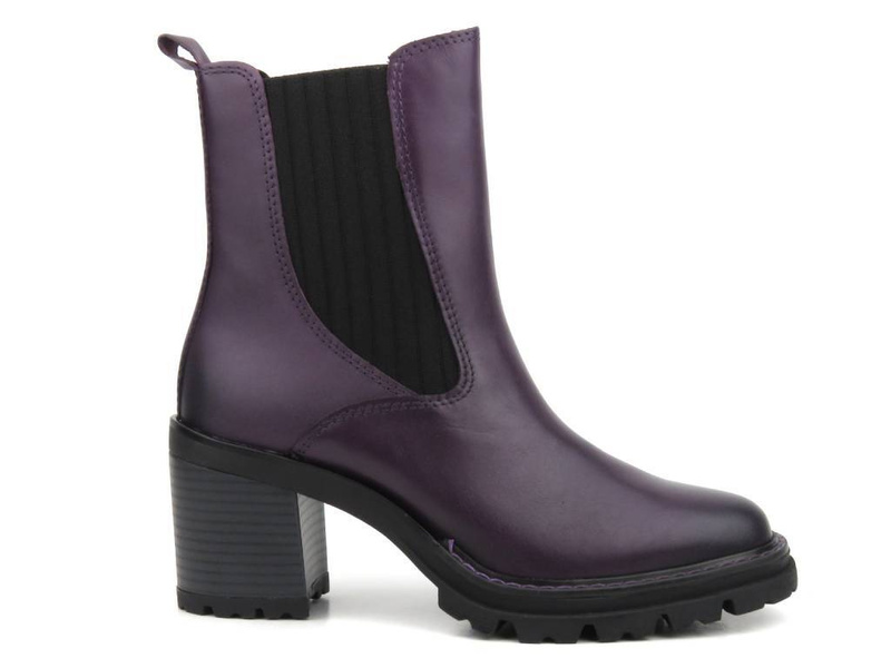 Vysoké, kožené dámské kotníkové boty - MARCO TOZZI 504 -M2582841, fialové
