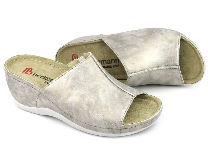 Pohodlné dámské pantofle bez špičky - Berkemann Candela 01750, stříbrné