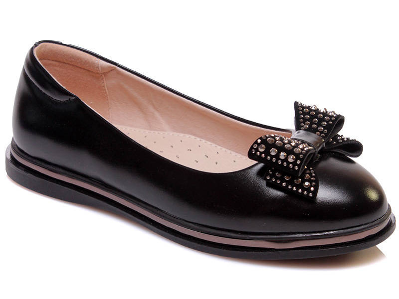 Kožené, lakované balerínky pro děti - WEESTEP R967254185, černá