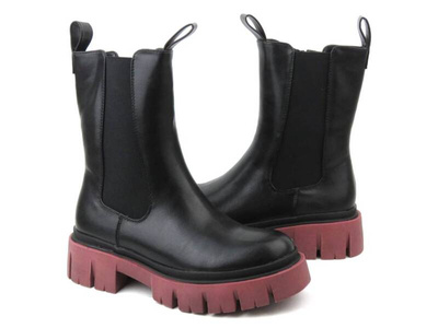 Zateplené kotníkové boty, dámské pracovní na zip - EVENTO 22BT35-5040, černo-červené