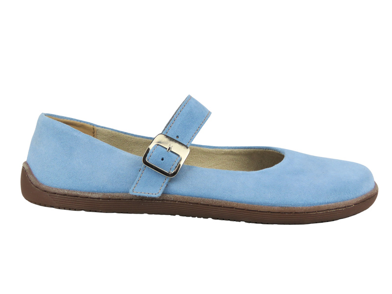 Dámské barefoot minimalistické kožené polobotky Nika Komfort 1445, světle modré