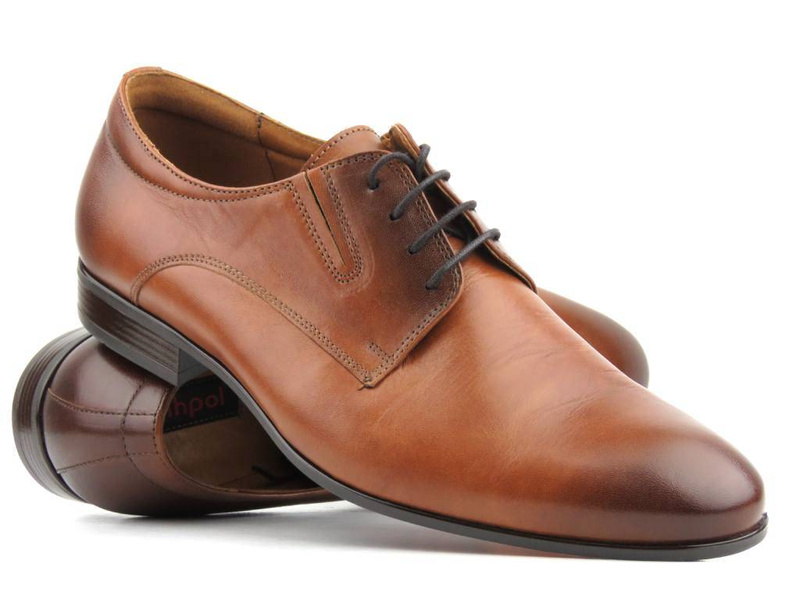 Kožené boty, pánské společenské oxfordky Conhpol 8196-1353, hnědé