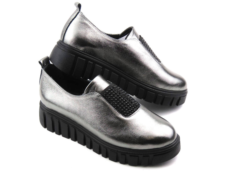 Dámská obuv s metalickým svrškem - VENEZIA 20555, stříbrná