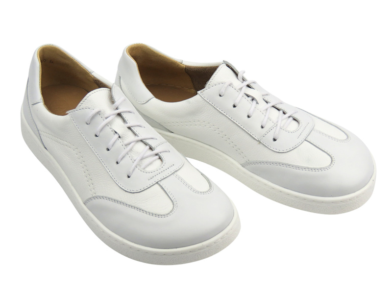 Pánské bílé kožené barefoot minimalistické polobotky Helios Komfort 830