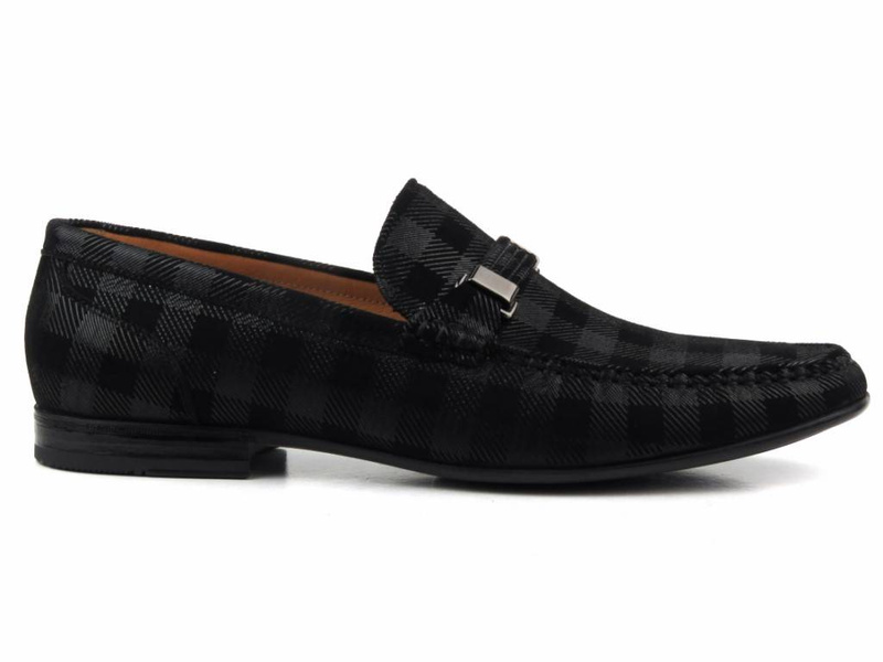 Elegantní pánské mokasíny JOHN DOUBARE 673A-15-H04, černé kostkované