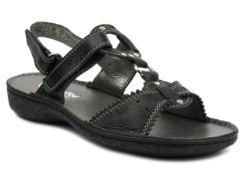 Dámské sandály z přírodní kůže - Helios 722, černé