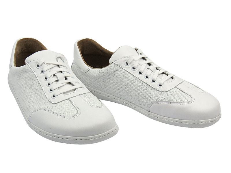 Barefoot kožené minimalistické pánské polobotky bílé Wasak 0742