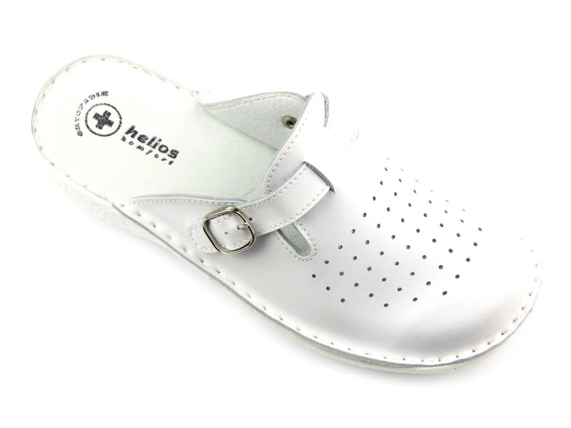 Kožené zdravotní dámské pantofle - Helios Komfort 254, bílé