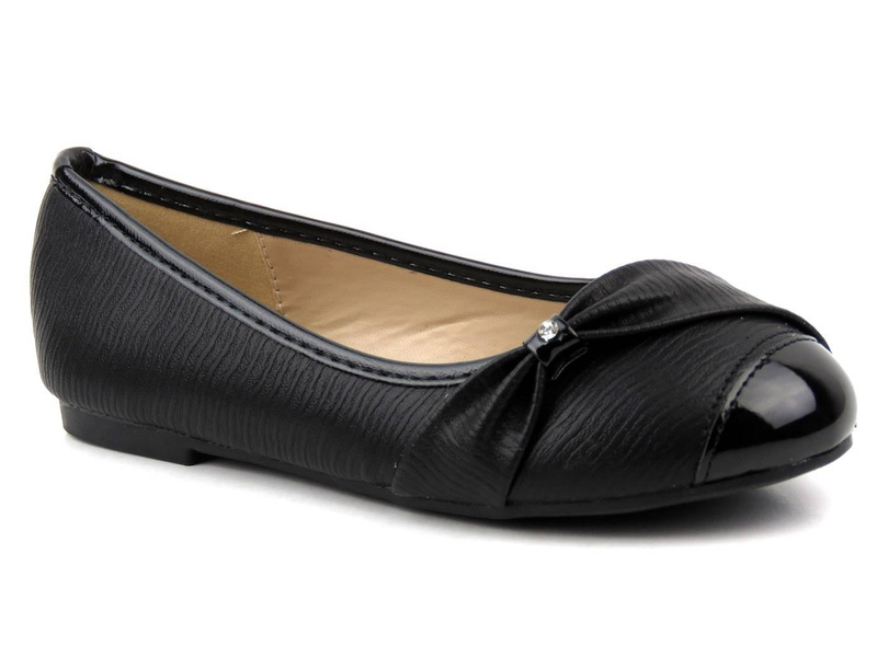 Dětské balerínky s koženou vsadkou - AMERICAN CLUB LU16/19 LU15/19, černá