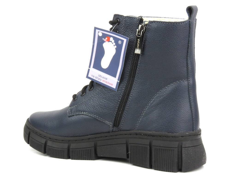 Pohodlné kozačky, dámské kozačky s vlnou - Wasak 0660, tmavě modrá