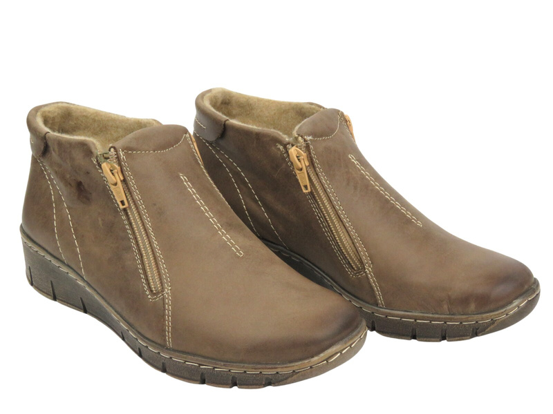 Lehké a pohodlné dámské kotníkové boty z přírodní kůže - HELIOS KOMFORT 642, béžová