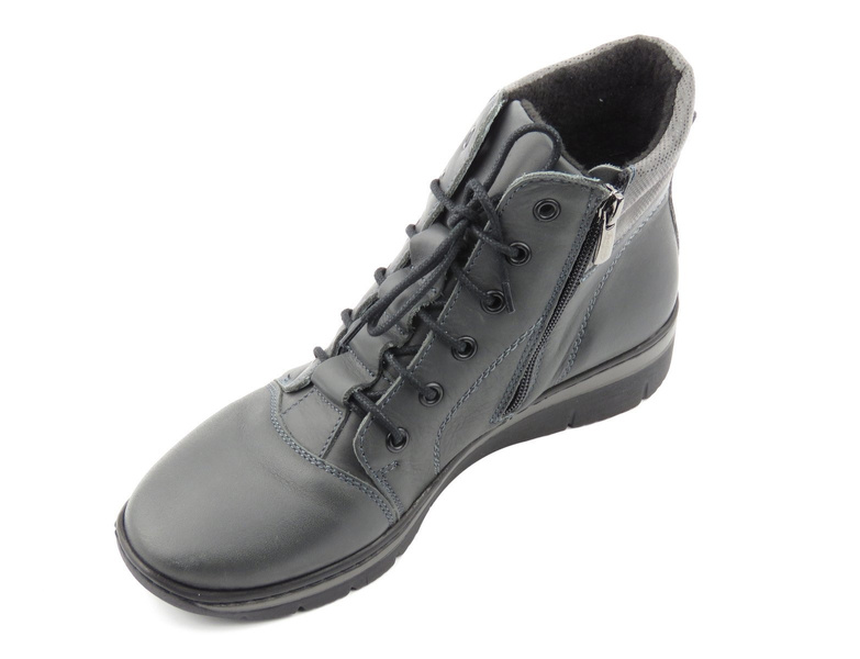 Dámské kožené kozačky se zateplením HELIOS 562, šedá